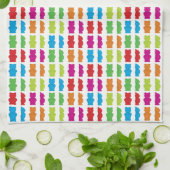 グミベアキャンデカラフルィーの柄 キッチンタオル (折り畳み)