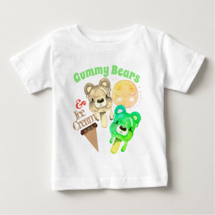 グミベア 日差しとアイスクリーム ハッピーサマー ベビーTシャツ