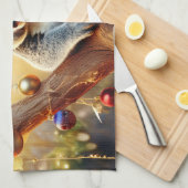 グムツリーに座るメリークリスマスコアラ キッチンタオル (四つ折り)