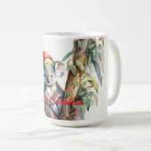 グムツリーに座るメリークリスマスコアラ コーヒーマグカップ (正面右)