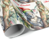 グムツリーに座るメリークリスマスコアラ ラッピングペーパー (ロールコーナー)