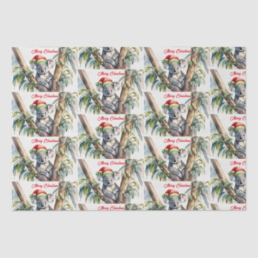 グムツリーに座るメリークリスマスコアラ 薄葉紙 (正面)