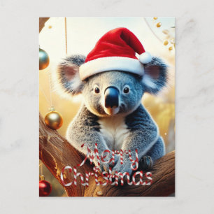 グムツリーカードに座っているメリークリスマスコアラ ポストカード