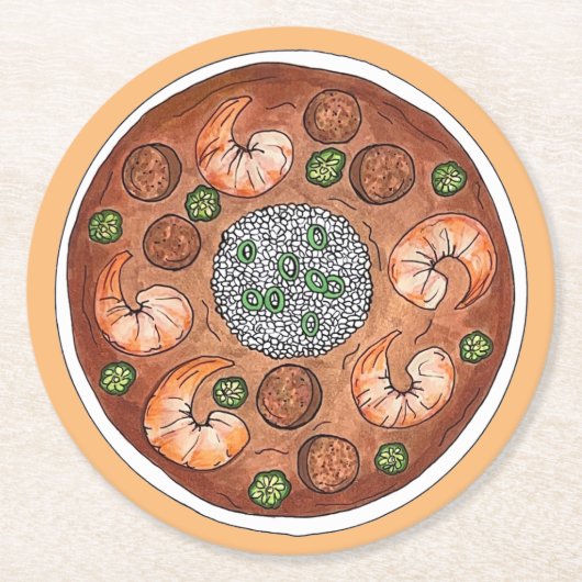 グムボスープルイジアナLAニューオーリンズNOLAフード ラウンドペーパーコースター (正面)