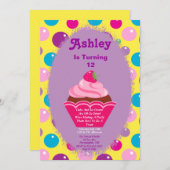 グムボールカップケーキ招待状 招待状 (正面/裏面)