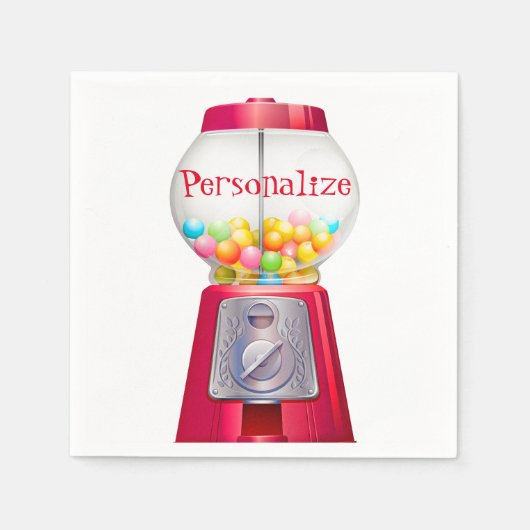 グムボールマシンバブルガムヴィンテージかわいい赤パーティー スタンダードカクテルナプキン (正面)