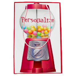 グムボールマシンバブルガムヴィンテージかわいい赤パーティー ミディアムペーパーバッグ