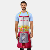 グムボールマシンバブルガムヴィンテージかわいい赤 エプロン (着用した状態)