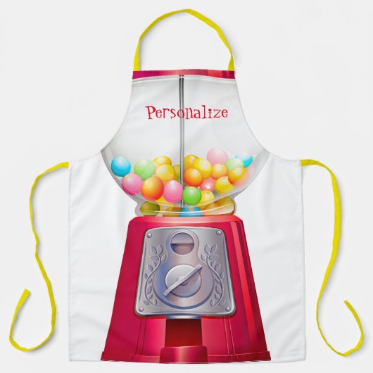 グムボールマシンバブルガムヴィンテージかわいい赤 エプロン (正面)