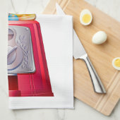 グムボールマシンバブルガムヴィンテージかわいい赤 キッチンタオル (四つ折り)