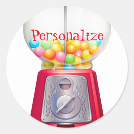 グムボールマシンバブルガムヴィンテージかわいい赤 ラウンドシール