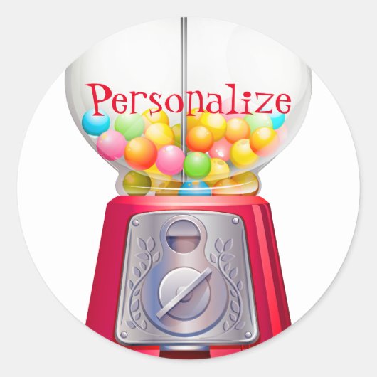 グムボールマシンバブルガムヴィンテージかわいい赤 ラウンドシール (正面)