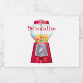 グムボールマシンバブルガムヴィンテージかわいい赤 リキュールボトルラベル (シングルラベル)