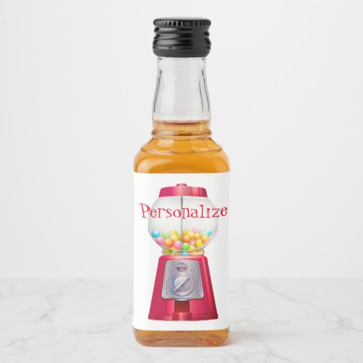 グムボールマシンバブルガムヴィンテージかわいい赤 リキュールボトルラベル (正面)