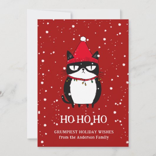 グライおもしろいチー猫のキャットマスユーモアのクリスマス シーズンカード (正面)