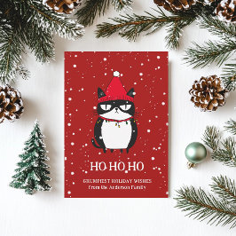 グライおもしろいチー猫のキャットマスユーモアのクリスマス シーズンカード