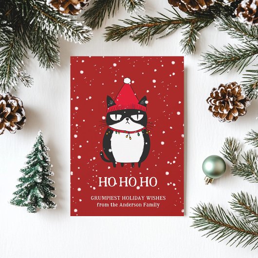 グライおもしろいチー猫のキャットマスユーモアのクリスマス シーズンカード