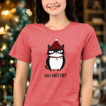 グライおもしろいチー猫のキャットマスユーモアのクリスマス トライブレンドＴシャツ<br><div class="desc">ひねってフェスティバル精神に笑わされる入れ！クリスマスのシャツは白と黒のタキシード猫が休日の光に絡み合い、ホホホホーのユーモアを休日のワードローブに。猫好きと笑い好きに最適！</div>