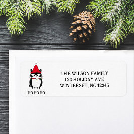 グライおもしろいチー猫のキャットマスユーモアのクリスマス ラベル