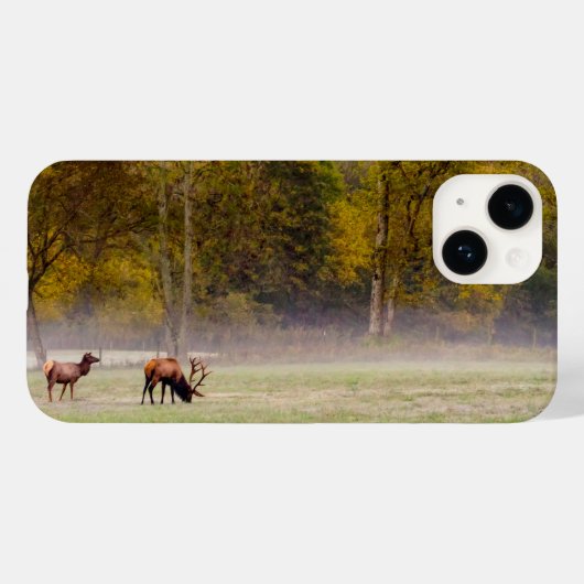 グライジング・エルク・カップル iPhone カバー (裏面 (横))