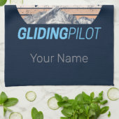 グライダーパイロットヴィンテージ飛行機日没飛行機 キッチンタオル (折り畳み)