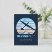 グライダーパイロットヴィンテージ飛行機日没飛行機 シーズンポストカード (スタンド正面)