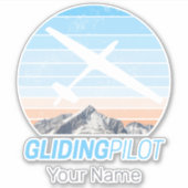 グライダーパイロットヴィンテージ飛行機日没飛行機 シール (正面)