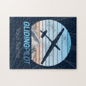 グライダーパイロットヴィンテージ飛行機日没飛行機 ジグソーパズル (横)