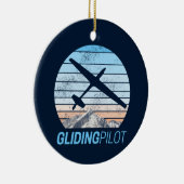 グライダーパイロットヴィンテージ飛行機日没飛行機 セラミックオーナメント (右)