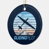 グライダーパイロットヴィンテージ飛行機日没飛行機 セラミックオーナメント (左)