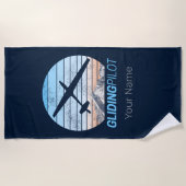 グライダーパイロットヴィンテージ飛行機日没飛行機 ビーチタオル (正面)