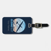 グライダーパイロットヴィンテージ飛行機日没飛行機 ラゲッジタグ (正面横)