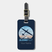 グライダーパイロットヴィンテージ飛行機日没飛行機 ラゲッジタグ (正面縦)