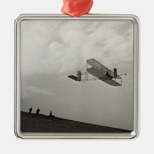 グライダー試験飛行 航空 ライト兄弟 メタルオーナメント (正面)
