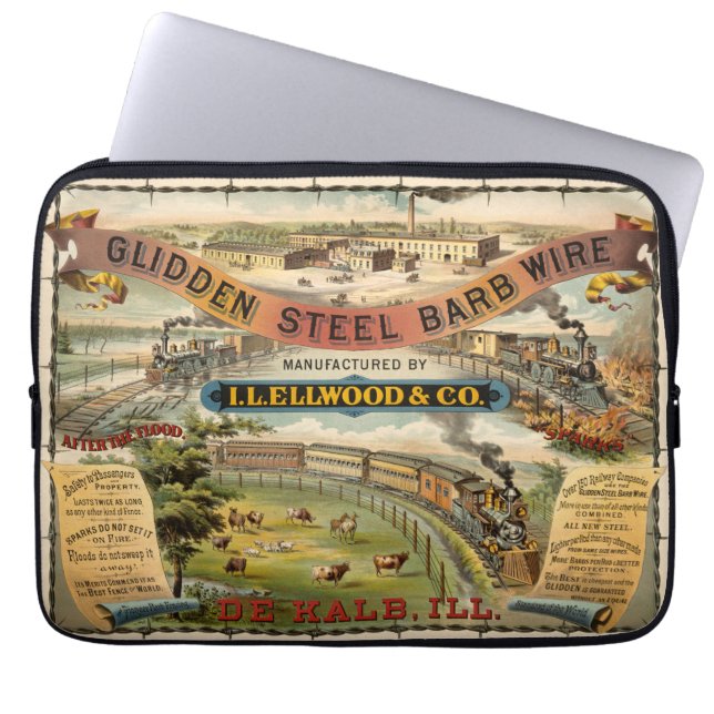 グライダー鋼バルブワイヤ用ビンテージ広告 ラップトップスリーブ (正面)