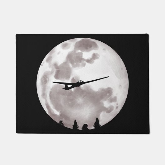 グライダー飛行機パイロット満月 ドアマット (正面)