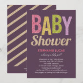 グライトリーベビーシャワー招待状-ガール 招待状 (正面/裏面)