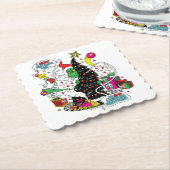 グラインクリスマカラフルスグラフィック ペーパーコースター (アングル)