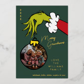 グラインチメリーングリンシマスファミリーフォトクリスマス 箔シーズンカード (正面)