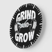 グラインドと成長 – ジムトレーニングモチベーション ラージ壁時計 (傾斜)