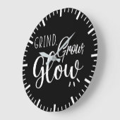 グラインド、成長、グロー、ジム、ハッスル、成功モチベーション ラージ壁時計 (傾斜)