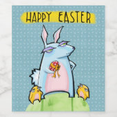 グラウチーラビットイースターブルーワインボトルラベル ワインラベル (シングルラベル)