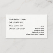 グラウトのクリーニングサービス 名刺 (裏面)