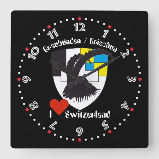 グラウブンデングリシュングリゴニシュウィズスヴィズラウア スクエア壁時計 (正面)