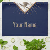 グラウブンデンスイスレトロスキーヤーヴィンテージ キッチンタオル (折り畳み)