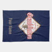 グラウブンデンスイスレトロスキーヤーヴィンテージ キッチンタオル (横)