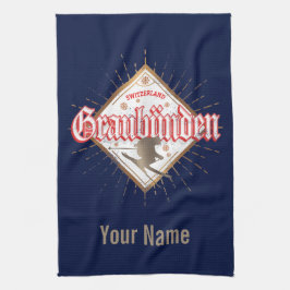 グラウブンデンスイスレトロスキーヤーヴィンテージ キッチンタオル