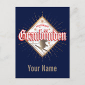 グラウブンデンスイスレトロスキーヤーヴィンテージ シーズンポストカード (正面)