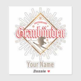 グラウブンデンスイスレトロスキーヤーヴィンテージ シール