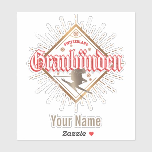 グラウブンデンスイスレトロスキーヤーヴィンテージ シール (シート)